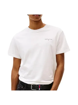 T-shirt Ecru Homme Tommy Hilfiger Slim Linear YBL 1