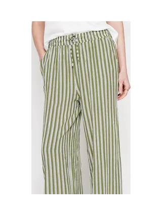 Pantalon taille haute à rayure avec cordons de serrage avec poches 4