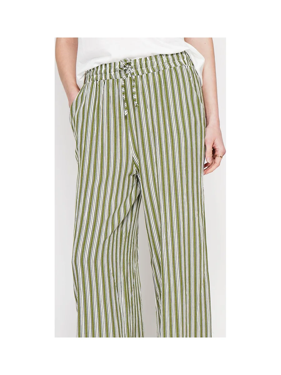 Pantalon taille haute à rayure avec cordons de serrage avec poches 4