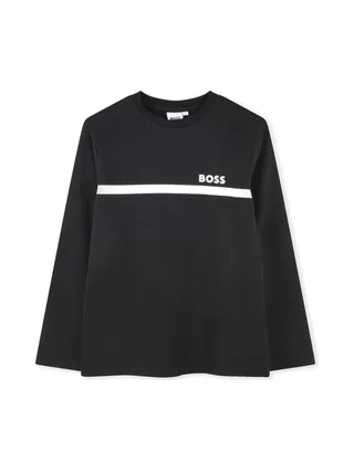 T-Shirt Noir Garçon Hugo Boss J52727 1