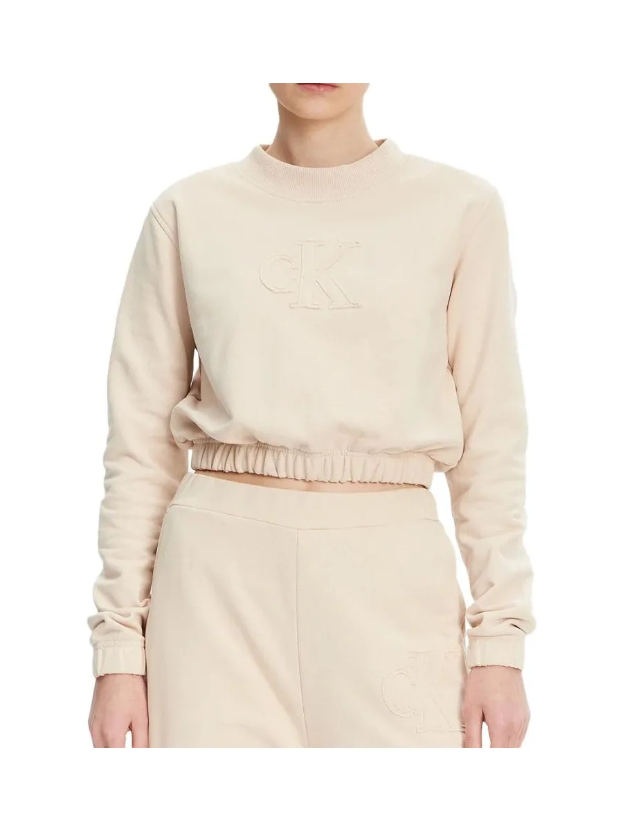 Sweat Beige Femme Calvin Klein Jeans Applique 2