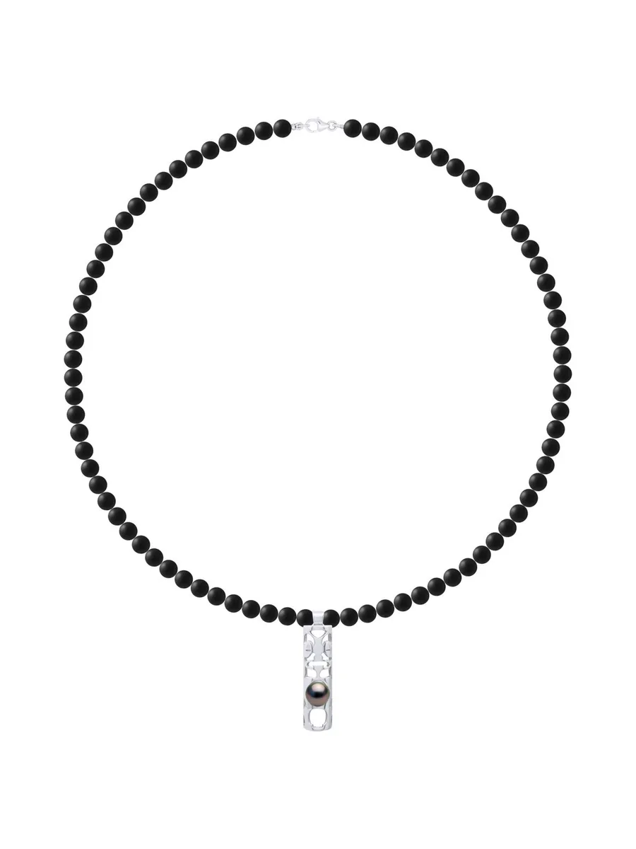 Collier Perles de Tahiti Rondes 8-9 mm — Argent 925 Millièmes — 55 cm — Homme 2
