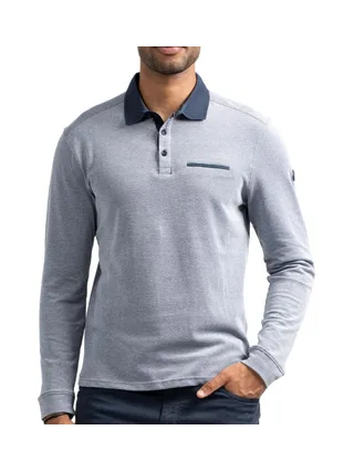 Polo Manches Longues Bleu Homme Sun Valley BELVIUW 1