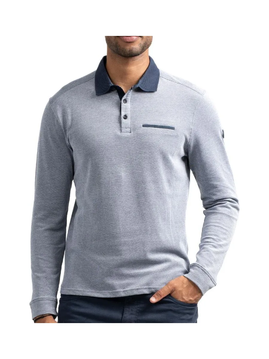 Polo Manches Longues Bleu Homme Sun Valley BELVIUW 2