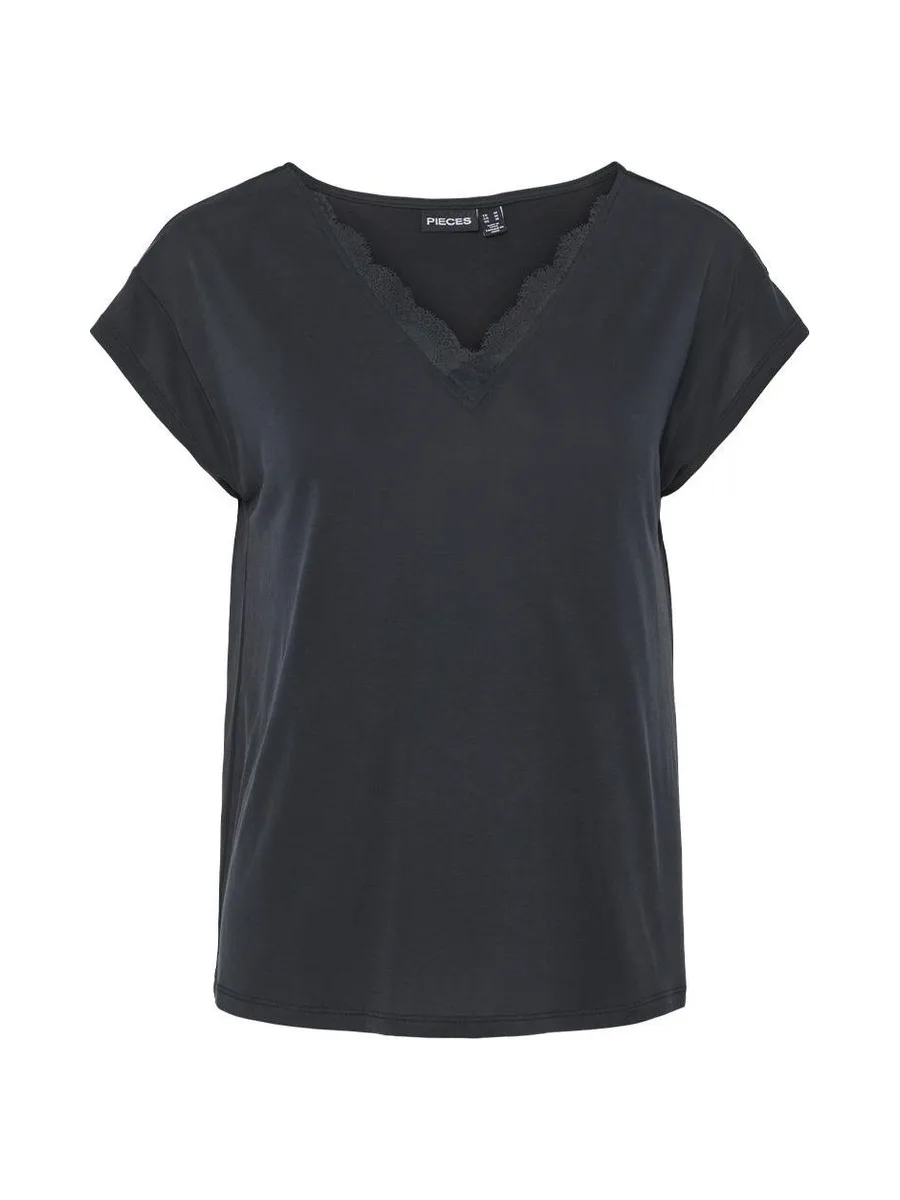 T-Shirt Noir Femme Pieces Kamala 1