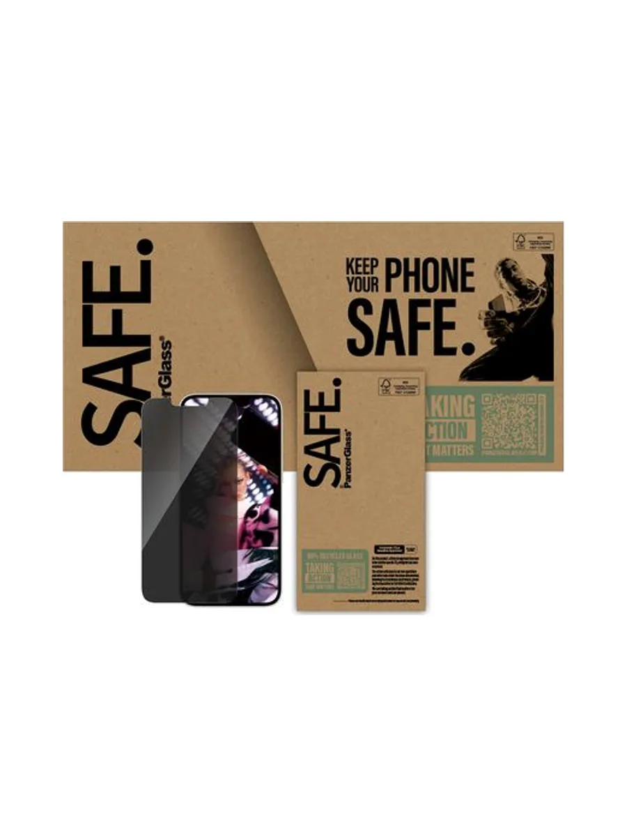 PanzerGlass SAFE. by ® 2-Way Privacy Screen Protector iPhone 17e | 16e | 14 | 13 | 13 Pro | Ultra-Wide Fit 2