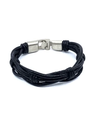 Bracelet Pyrénées noir - cuir 5