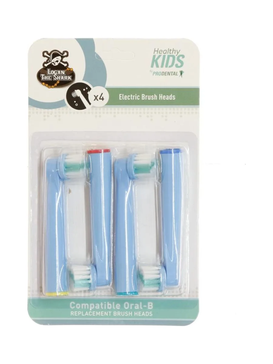 x4 Brossettes de Rechange Rotative Prodental Healthy Kids Logan The Shark 2