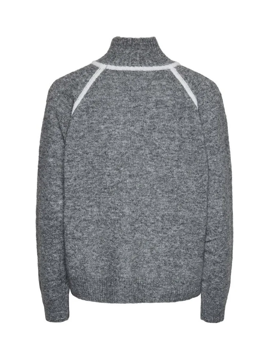 Pull Gris/Blanc Femme Pieces Lola 3