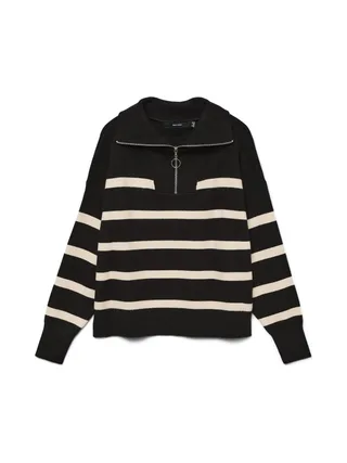 Pull Noir/beige Femme Vero Moda Saba 3