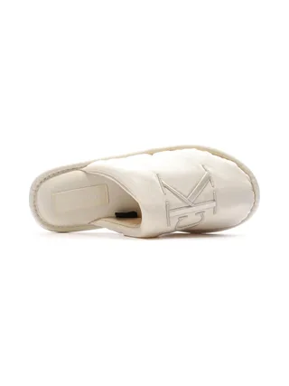 Chaussons Blanc Femme Calvin Klein Jeans Slipper Satin Moire 4