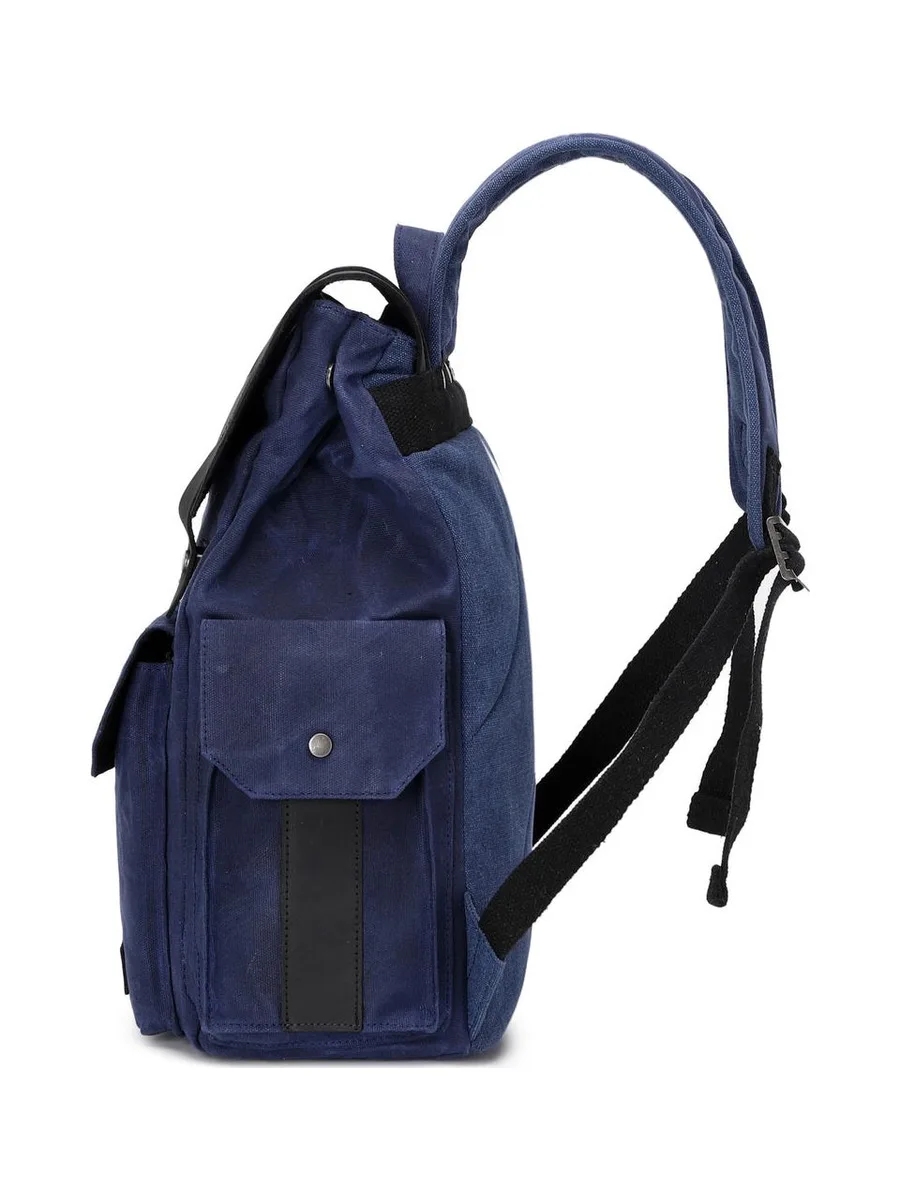 ALI - Sac à dos en cuir véritable et toile enduite - Bleu 36
