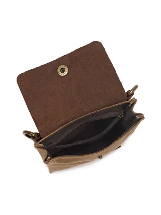 VAL - Pochette bandoulière en cuir véritable et toile enduite - Bleu 14