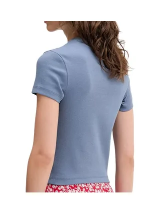 T-Shirt Bleu Foncé Femme Tommy Hilfiger Script 2