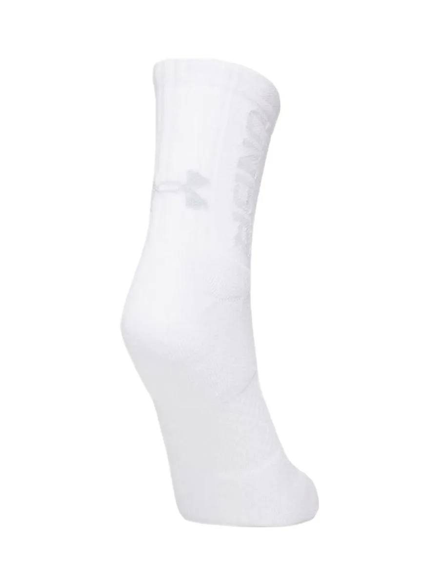 X3 Paires de Chaussettes Blanches Homme Under Armour Mid-crew 3