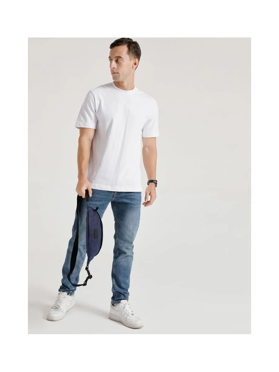 FLO - Sac banane en cuir véritable et toile enduite - Bleu 8