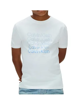 T-Shirt Bleu clair Garçon Calvin Klein Jeans Stacked 1