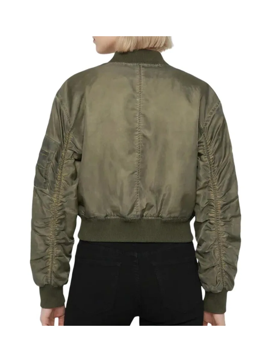 Veste Bomber Femme Kaki Schott Oversize Washed 2
