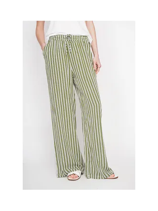 Pantalon taille haute à rayure avec cordons de serrage avec poches 3