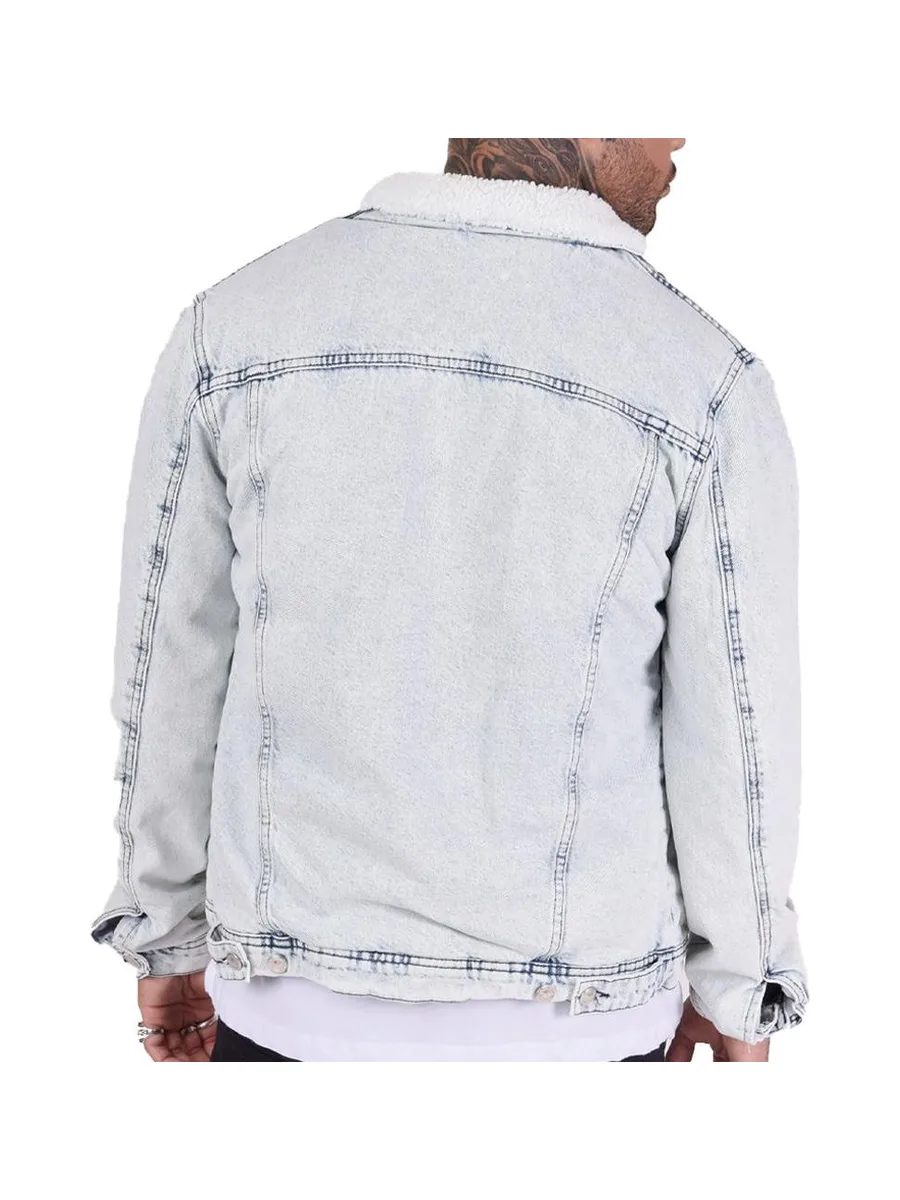 Veste en Jean Bleu Homme Project X Paris Mouton 3